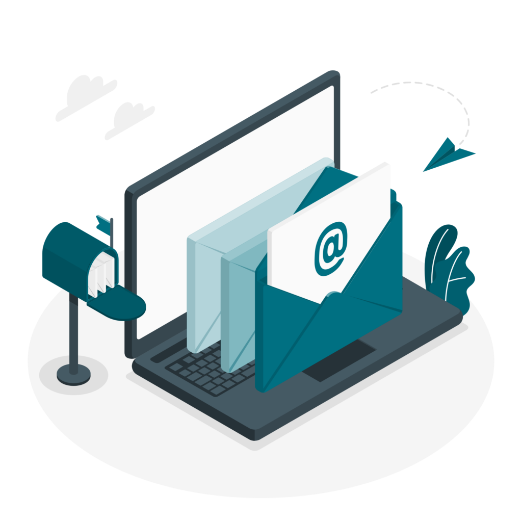 Digital change services Image of an envelope and notecard on a computer, representing The Organizer newsletter tool.